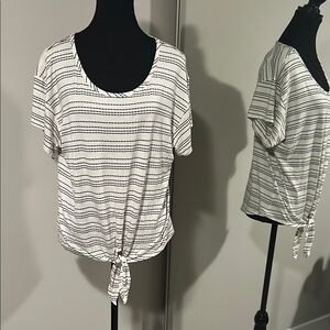 Striped Tie-Front Women's Top
